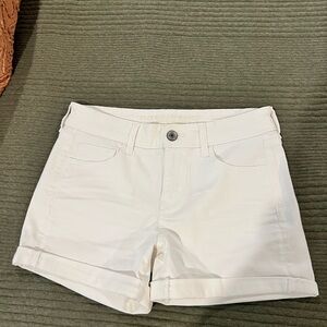 American Eagle Outfitters White Jean Shorts Classic Cuffed Design